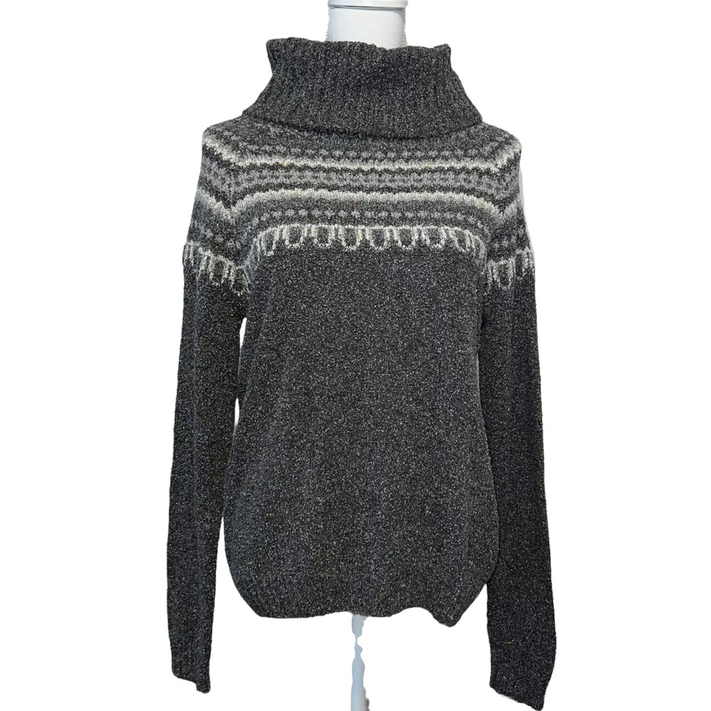 Columbia Womens Gray Pullover Sweater Sz Large Turtleneck Long Sleeve Oversized